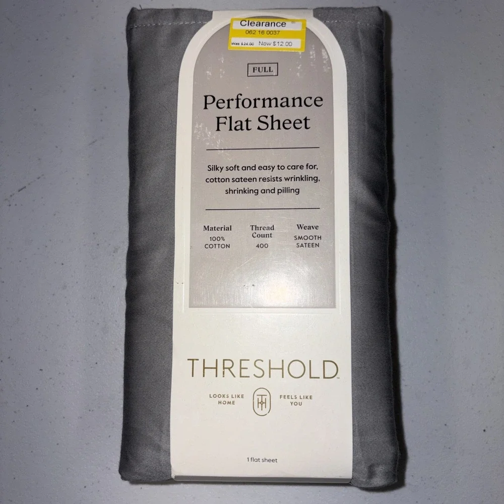 Full 400 Thread Count Performance Flat Sheet Classic Gray - Threshold: Cotton